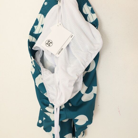 SC Sovereign SVRN Code Retro Floral Print Swim Trunks M Teal Green NWT B85 - Picture 5 of 5